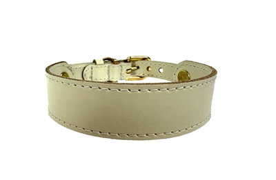 SAZZZ Hondenhalsband Sweetie Classic Hoogwaardig leer - Verstelbaar - Creme - 27-33x2,5 cm