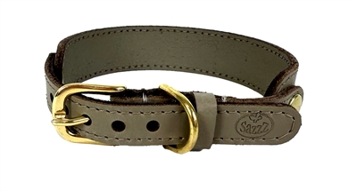 SAZZZ Hondenhalsband Sweetie Classic Hoogwaardig leer - Taupe - 32-39x2,5 cm