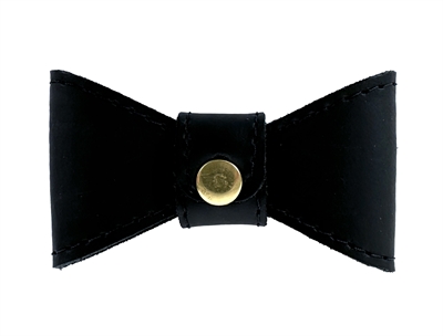 SAZZZ Vlinderstrik Hondenaccessoire Glamper Leer Zwart M – 2 cm