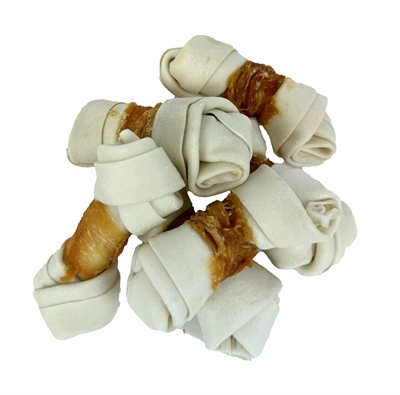 PETSTYLE LIVING Geknoopt Bot Runderhuid Met Kip 10-11 cm – Wit 20 st