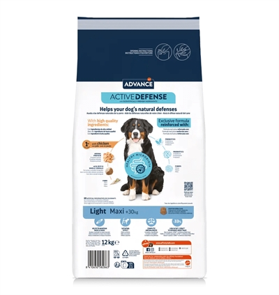 ADVANCE hondenvoer Maxi Light 12 kg – laag in vet, rijk aan eiwit