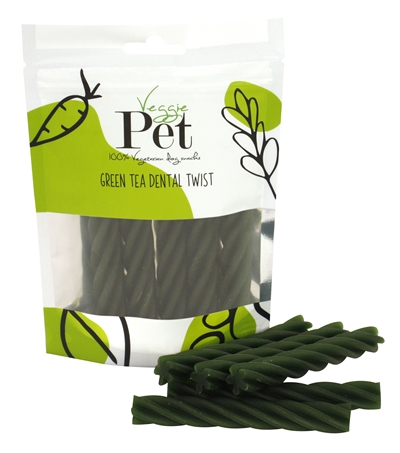 VEGGIE PET Kausnacks Grüner Tee Dental Twist 100 gr - Pflanzlich