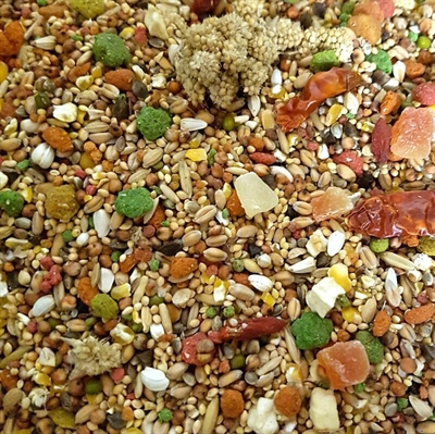 HARECO Vogelvoer Rose Select met pellets | Complete voeding met pellets en fruitblokjes - 3 kg