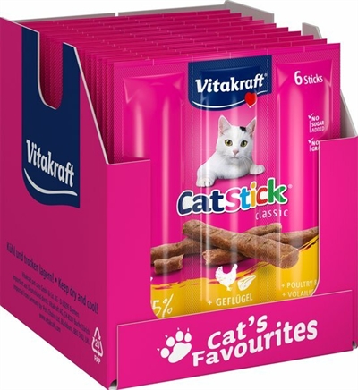 VITAKRAFT Katzensnack Cat-Stick Mini Geflügel mit Leber 20×18 g – 20×3 cm