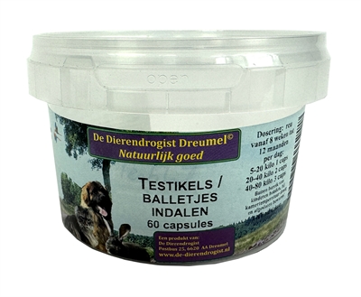 DIERENDROGIST Testikels Indalen Capsules 60 st – Voedingssupplement Honden