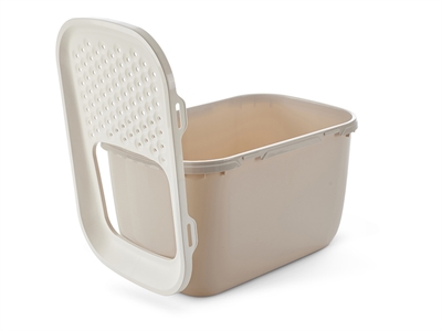 SAVIC Kattenbak Hop In Giant Boveningang & hoge wanden - Wit/Mokka - 74x50x43,5 cm