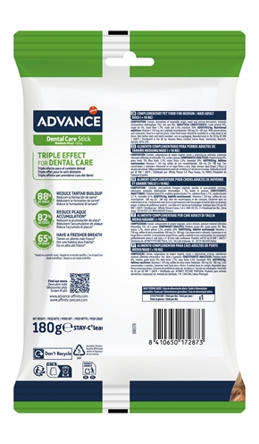 ADVANCE Tandverzorgende kauwsnack Dental Care Stick Medium/Maxi Vermindert tandplak - 180 g (7 st)