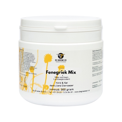 DE GROENE OS Fenegriek Mix Hond/Kat 300 gr – Supplement voor luchtwegen