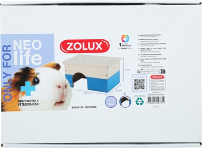 ZOLUX Houten Huisje Cavia Blauw 35×21×16 cm – Eco-vriendelijk