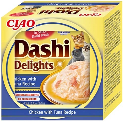 INABA Dashi Delights Kattensnack Kip met Tonijn 70 gr – Natvoer