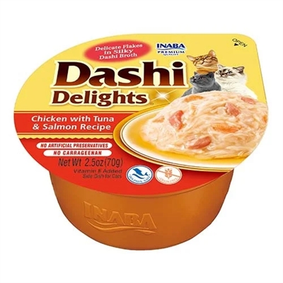 INABA Dashi Delights Kattenvoer Kip met Tonijn & Zalm 70 gr – Rijk aan Vocht