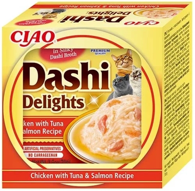 INABA Dashi Delights Kattenvoer Kip met Tonijn & Zalm 70 gr – Rijk aan Vocht