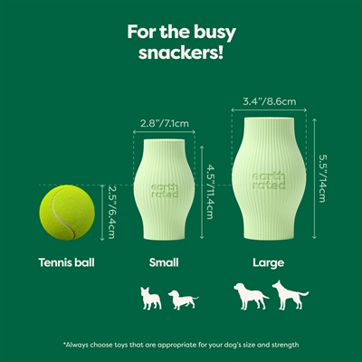 EARTH RATED Treatdispenser Treat Toy Rubber vulbaar & onvoorspelbaar rollend - Natuurlijk rubber - 11x7 cm