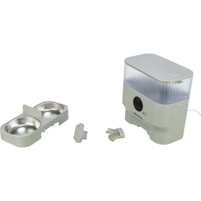 TRIXIE Dubbele Voerbak/Drinkbak 32×16×5 cm – Kunststof/RVS Wit