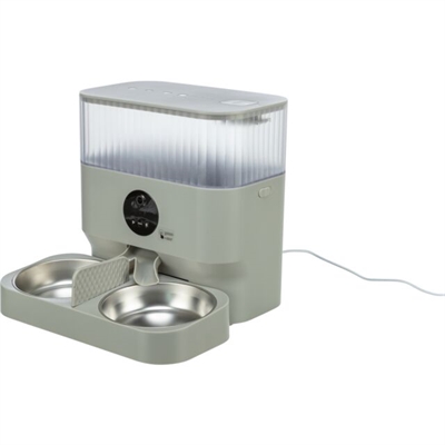 TRIXIE Dubbele Voerbak/Drinkbak 32×16×5 cm – Kunststof/RVS Wit