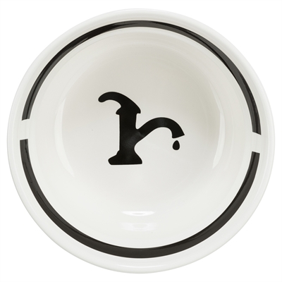 TRIXIE Drinkbak Hond Keramiek - Makkelijk schoon te maken & duurzaam - Wit/Zwart - 1,6 L (Ø20 cm)