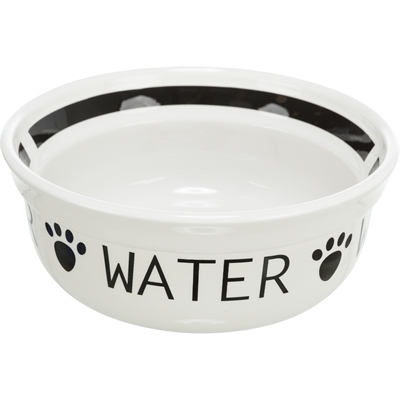 TRIXIE Drinkbak Hond Keramiek - Makkelijk schoon te maken & duurzaam - Wit/Zwart - 1,6 L (Ø20 cm)