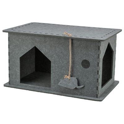 TRIXIE kattenmand Huis Lene Vilt Grijs 54×30×35 cm – knus huisje