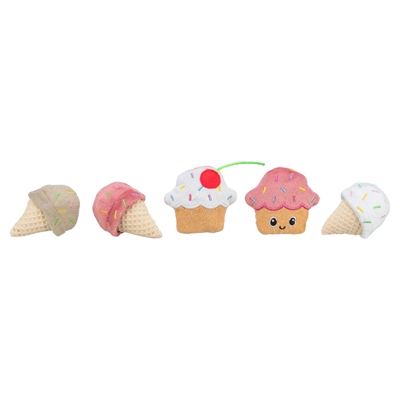 TRIXIE Kattenspeeltje Ijsje/Cupcake | Pluche met catnip & ritselfolie - assorti - 7 cm