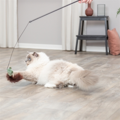 TRIXIE Kattenhengel Muis kunststof/pluche - Pluche muis, stimuleert jachtinstinct - 46 cm