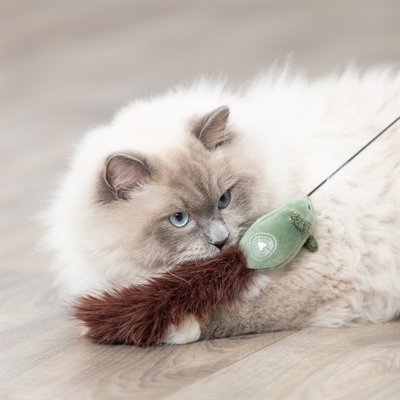 TRIXIE Kattenhengel Muis kunststof/pluche - Pluche muis, stimuleert jachtinstinct - 46 cm