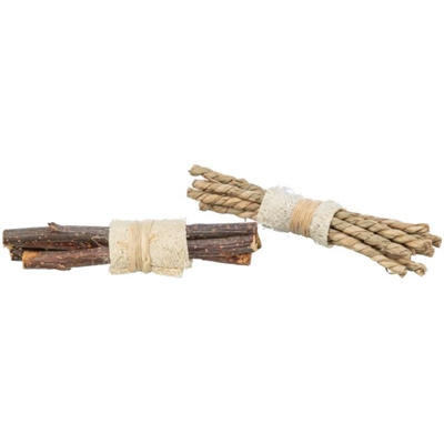 TRIXIE Knaagspeelgoed Set Sticks Luffa/Schorshout/Zeegras 10×3 cm – Natuur