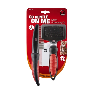 MIKKI Kitten Grooming Kit – Slickerborstel, Kam, Vlooienkam