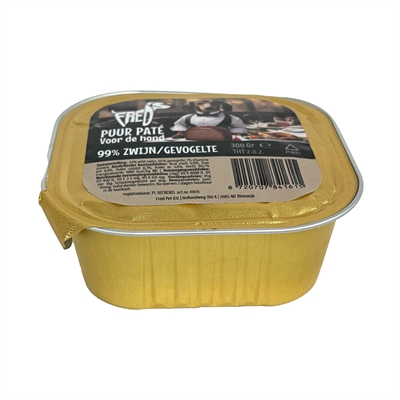 FREDS Hondenpaté Puur Wild Zwijn/Gevogelte 99% vlees - Graanvrij - 9x300 g