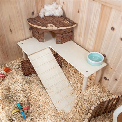 TRIXIE Platform met helling voor muizen en hamsters | Onbehandeld hout - natuurlijk - 47x30x25 cm