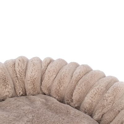 TRIXIE Hondenmand Lonni Rond - pluche corduroy, wasbare hoes, antislip met geïntegreerd kussen - lichtbruin - 50x50x12 cm