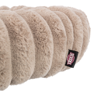 TRIXIE Hondenmand Lonni Rond - pluche corduroy, wasbare hoes, antislip met geïntegreerd kussen - lichtbruin - 50x50x12 cm