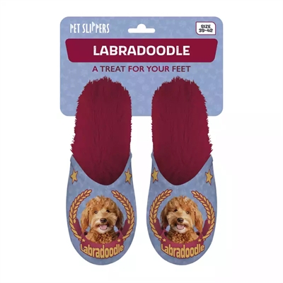 MERKLOOS pantoffel Labradoodle Lila/Rood 39-42 – Dierenprint