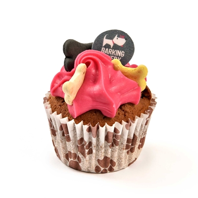 THE BARKING BAKERY Hundeleckerli Vanilla Woofin mit rosa Zuckerguss - Cupcake