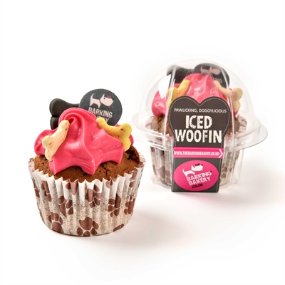 THE BARKING BAKERY Hundeleckerli Vanilla Woofin mit rosa Zuckerguss - Cupcake