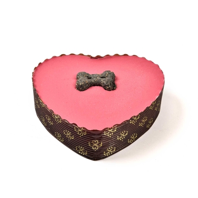 THE BARKING BAKERY Hondenfeesttaart Roze Hart 10×10 cm – Yoghurt Topping