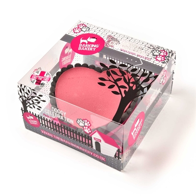 THE BARKING BAKERY Hondenfeesttaart Roze Hart 10×10 cm – Yoghurt Topping