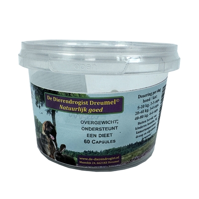 Dierendrogist Bij Overgewicht Capsules 60ST – Support voor Honden en Katten