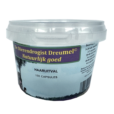 Dierendrogist Haaruitval Capsules 150ST – Ondersteuning voor Honden en Katten