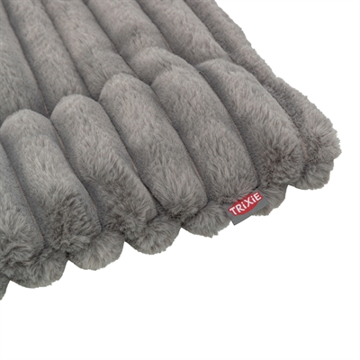 TRIXIE Ligmat Lonni Ribfluweel - Zacht pluche, luxe ligcomfort - Grijs - 90x65 cm