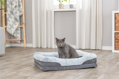 TRIXIE Orthopedische Hondenmand Lino - 2‑laags memory foam, afneembare hoes - Grijs/Lichtgrijs - 90x65 cm