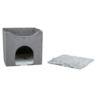 TRIXIE Kattenhuis Harvey 38×38 cm – Grijs-Wit/Zwart