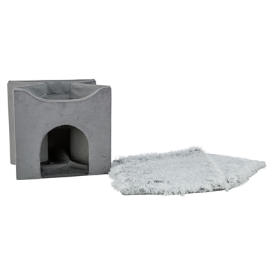 TRIXIE Kattenhuis Harvey 38×38 cm – Grijs-Wit/Zwart