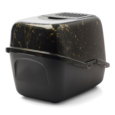 SAVIC Kattenbak Nestor 56×39×38,5 cm – Zwart/Goud Marble