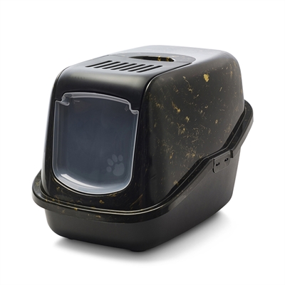 SAVIC Kattenbak Nestor 56×39×38,5 cm – Zwart/Goud Marble