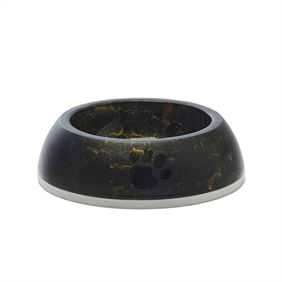 SAVIC Voerbak Delice 2 Marble antisliprand en vaatwasserbestendig - zwart-goud marmer - 0,6 L (Ø20,5x6,5 cm)