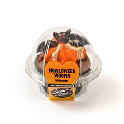 THE BARKING BAKERY Hondensnack Carob Woofin cupcake met yoghurtglazuur & knapperige koekjes - Oranje