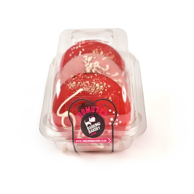 THE BARKING BAKERY Hondensnack Domuttz Hearts Assorti Trio versierde vanille-donuts - roze/rood - 3 st