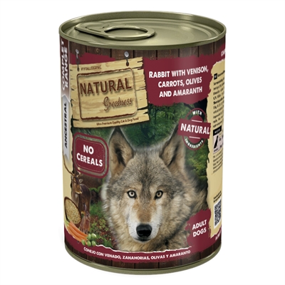 Natural Greatness Hondenvoeding Rabbit/Venison/Carrots 400 gr – Graanvrij