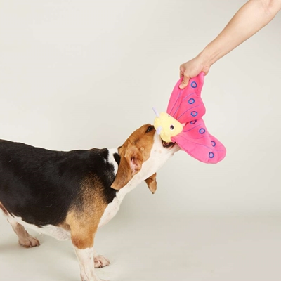 FOFOS Hondenknuffel Jumbo Butterfly zacht pluche met pieper & crinkle - roze - 25x38x10 cm