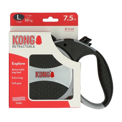 KONG Rollleine Explore Grey 7,5 m - Geeignet für Hunde bis zu 50 kg